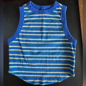 Wild fable blue and yellow crop tank top